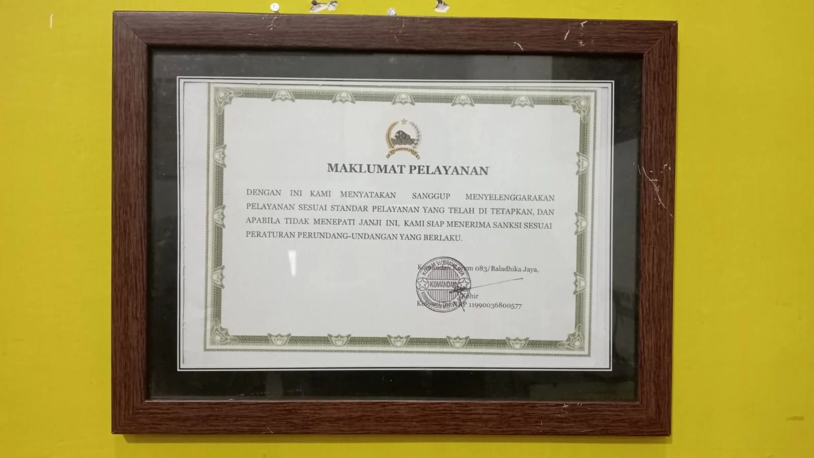 MAKLUMAT PELAYANAN KOREM 083/BDJ