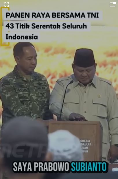 Panen Raya TNI, Menguatkan Ketahanan Pangan, Meneguhkan Kedaulatan Bangsa.🌾🇮🇩