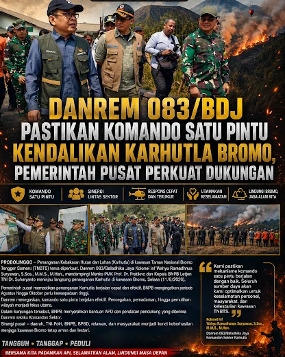 Karhutla Bromo Jadi Perhatian Pemerintah Pusat, Danrem Perkuat Sinergi Satgas