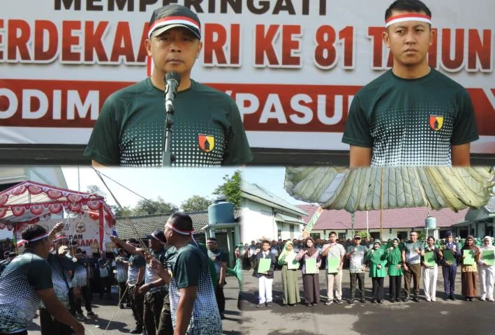 Kodim Pasuruan Meriahkan HUT ke-81 RI dengan Senam dan Perlombaan