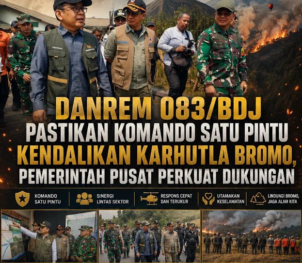 Danrem 083/Bdj Pastikan Komando Satu Pintu Kendalikan Karhutla Bromo, Pemerintah Pusat Perkuat Dukungan