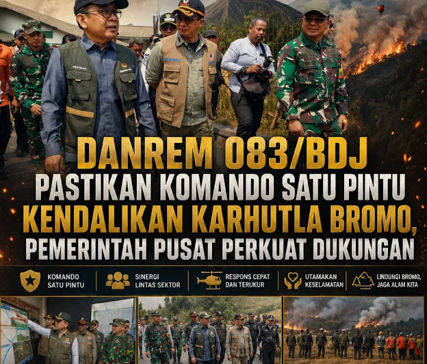 Danrem 083/Bdj Pastikan Komando Satu Pintu Kendalikan Karhutla Bromo, Pemerintah Pusat Perkuat Dukungan